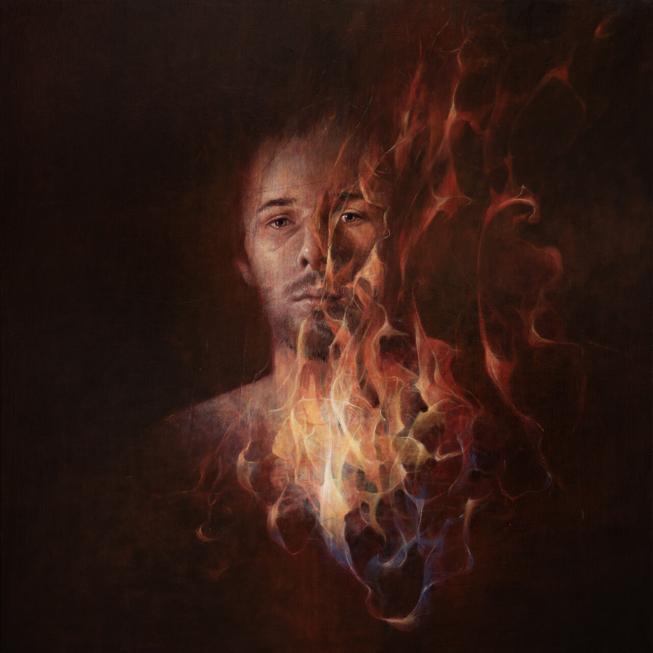 Płomień, 70x70 cm, 2025, Marcin Telega